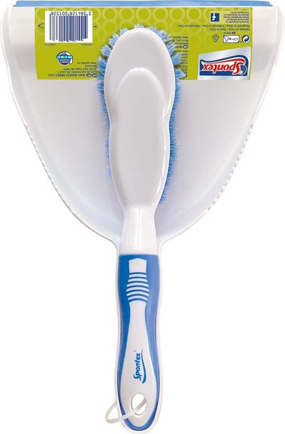 Spontex Dustpan & Brush Set Large Capacity Pan Easy-Sweep Rubber Blade