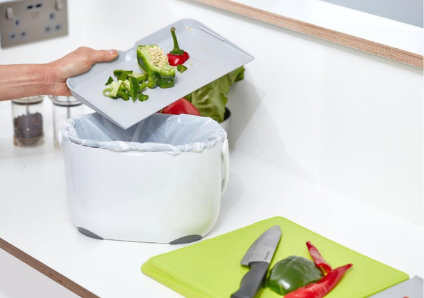 Addis Chop & Swipe Chopping Board with easy pour side trays, Lime & Grey