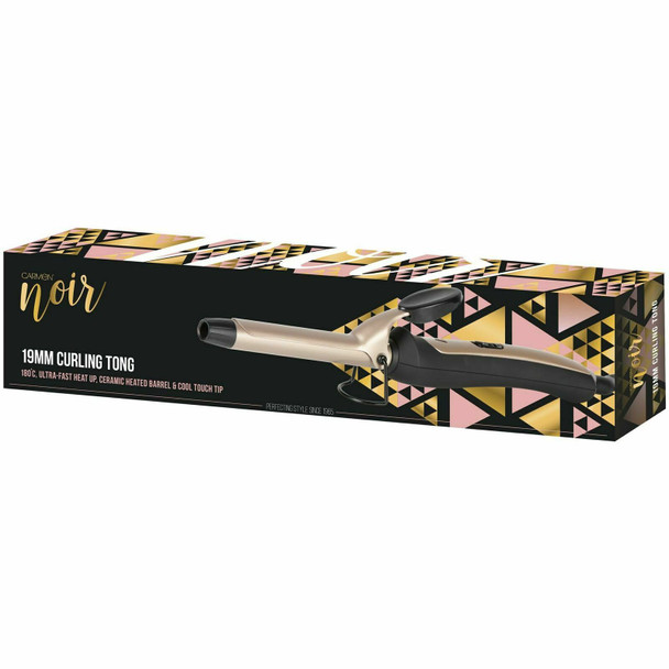 Carmen Noir 19mm Hair Curler With Clip, Ceramic Barrel/Stand, For All Hair Types