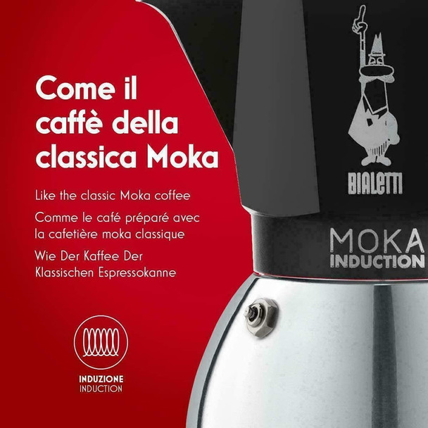 Bialetti Moka Induction 2 Cup - Espresso Coffee Maker - Aluminium/Steel - Black