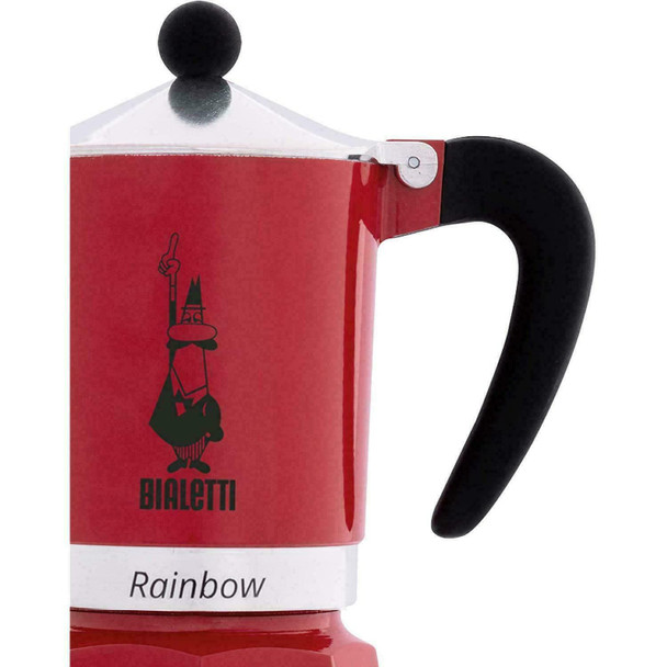 Bialetti Rainbow Espresso Coffee Maker, Kitchen Moka Pot, Stovetop - Red - 1 Cup