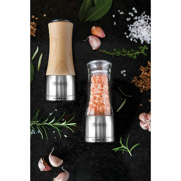 Tramontina Realce Salt & Pepper Grinder, Stainless Steel, 150g Salt, 75g Pepper