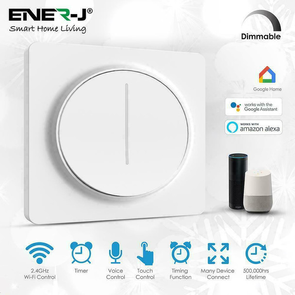 Ener-J Smart Wifi Dimmable Light Touch Switch Max 220 LED Load Alexa/Google Home