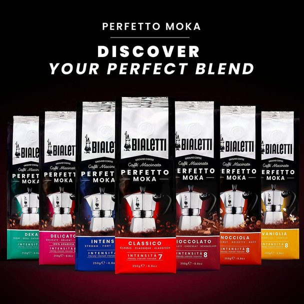 Bialetti Perfetto Ground Coffee Moka Classico Intensity 7, Red, 250g Bag, 8.8oz