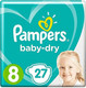 Pampers Baby Extra Dry Nappies Size 8 Essential Pack/Stretchy/Absorbent, 27 Pack