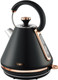 Tower T10044RG Cavaletto Pyramid Kettle with Fast Boil, Detachable Filter, 1.7 Litre, 3000 W, Black and Rose Gold