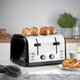 Russell Hobbs 28360 Stainless Steel Toaster, 4 Slice with Variable Browning Settings and Removable Crumb Trays, Black