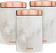 Tower T826005WR Set of 3 Storage Canisters for Coffee/Sugar/Tea, Stainless Steel, White Marble and Rose Gold