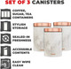 Tower T826005WR Set of 3 Storage Canisters for Coffee/Sugar/Tea, Stainless Steel, White Marble and Rose Gold