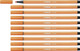 Premium Fibre-Tip Pen - STABILO Pen 68 - Pack of 10 - Pale Vermillion