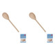 Tala FSC Waxed Solid Beech Wooden Spoon Kitchen Utensil 25.5cm (Pack of 2)