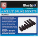 Blue Spot Tools 6 PCE 1/2" Spline Sockets (M14-M18) with Handy Carry Case