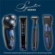 Carmen C81137 Men’s Triple Head Flex & Pivot Shaver with Precision Beard Trimmer Cordless Midnight Blue