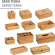 WENKO Terra Bamboo Organiser Box with 3 Compartments - Storage Box, Bathroom Basket, Bamboo, brown, Bambus Kosmetiktuch-Box