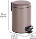 Wenko cosmetics Leman pedal bin, 3 liter, bathroom trash can, small trash can with integrated bin bag holder, made of painted steel, 22.5 x 17.1 x 17.1 cm, matt taupe