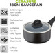 Tower T80357 Cerasure 18cm Saucepan with Non-Stick Coating, Suitable for all Hob Types, Graphite