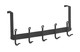 WENKO Nostalgia Door Hooks Coat Rack with 5 Hooks, for 2 cm Thickness, Steel, 37.5 x 18 x 8 cm, Black