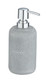 WENKO Raja Soap Dispenser in Natural Stone Look, Refillable Liquid Soap Dispenser for Bathroom & Kitchen, Graceful Polyresin Lotion Dispenser, Dimensions: 8.8x10.7x8.7 cm, Capacity: 350 ml Soap, Grey