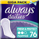 Always Dailies Individually Wrapped Normal Singles Pantyliners, Pack of 6