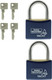 Burg Wächter Duo 460 Ni 40 SB Padlock Brass/Blue Steel Shackle, 2 Pack