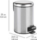 Wenko 3L Pedal Bin Leman Stainless Steel Shiny Silver 25 x 22.5 cm