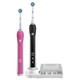Oral-B Smart 4 2x Electric Toothbrushes with Smart Pressure Sensor, App Connected Handles & 2 Toothbrush Heads, 3 Modes with Teeth Whitening, Gifts for Women/Men, 2 Pin UK Plug, 4900, Pink/Black