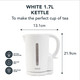 PIFCO® White Kettle - 1.7 Litre Capacity - 2200W Cordless Electric Kettle - BPA Free - Auto Shut-Off and Boil-Dry Protection - Anti-Scale Filter and Anti Slip Feet - Easy to Operate