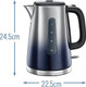 Russell Hobbs 25111 Eclipse Polished Stainless Steel and Midnight Blue Ombre Electric Kettle, 3000 W, 1.7 Litre