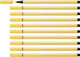 Premium Fibre-Tip Pen - STABILO Pen 68 - Pack of 10 - Light Yellow