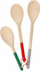 Tala Festive Coloured Wooden Spoons, Set of 3, Red, Sage Green and Silver Hand Painted Ends, FSC Wood, 20cm, 25cm and 30cm