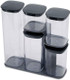 Joseph Joseph Podium 5-Piece Air Tight Kitchen Storage Jar Set with Stand, Grey