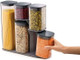 Joseph Joseph Podium 5-Piece Air Tight Kitchen Storage Jar Set with Stand, Grey