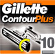 Gillette Contour Plus Razor Blades Men, Pack of 10 Razor Blade Refills with Lubrastrip and Comfort System, Packaging May Vary