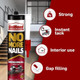 UniBond 1426052 No More Nails Original, Heavy-Duty Mounting Adhesive, Strong Glue for Wood, Ceramic, Metal & More, White Instant Grab Adhesive, 1 x 365g Cartridge