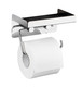 WENKO Toilet roll Holder 2in1, Stainless steel, Silver Shiny, 11.5 x 16 x 12.5 cm