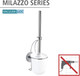 WENKO Vacuum-Loc Wall Toilet Brush Set Milazzo-Fixing Without Drilling, Steel, Silver Shiny, 12 x 10 x 36.5 cm