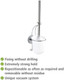 WENKO Vacuum-Loc Wall Toilet Brush Set Milazzo-Fixing Without Drilling, Steel, Silver Shiny, 12 x 10 x 36.5 cm