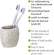 WENKO tumbler Puro Light Grey-holder for toothbrush and toothpaste, Polyresin, 6.5 x 9.4 x 9.4 cm