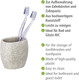 WENKO tumbler Puro Light Grey-holder for toothbrush and toothpaste, Polyresin, 6.5 x 9.4 x 9.4 cm