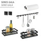 Wenko Gala Multi-Function Kitchen Shelf for Space-Saving Storage of Kitchen Utensils with Kitchen Roll Holder & Railing with 6 Hooks, Powder Coated Flat Steel, 30 x 33 x 9 cm, Black