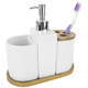 Blue Canyon Bathroom Accessory Set, Bamboo, White, One Size