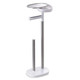 Joseph Joseph Bathroom EasyStore Free Standing Toilet Paper Roll Holder with small storage shelf, Stainless Steel