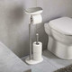 Joseph Joseph Bathroom EasyStore Free Standing Toilet Paper Roll Holder with small storage shelf, Stainless Steel