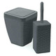 Addis Square Rattan Bathroom Waste Bin 5L & Toilet Cleaning Brush Set - Charcoal