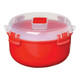 Sistema Microwave Round Container Bowl with Klip It Clear Vent Lid, 915 ml - Red