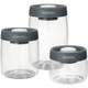 Tramontina Purezza 3 Piece Glass Container Set, 0.4/0.8/1.2 Litres, Vacuum Lids