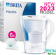 BRITA Marella Water Filter Jug White (2.4L) Half Year Pack incl. 6x MAXTRA PRO All-in-1 cartridge - fridge-fitting jug with digital LTI and Flip-Lid - now in sustainable Smart Box packaging