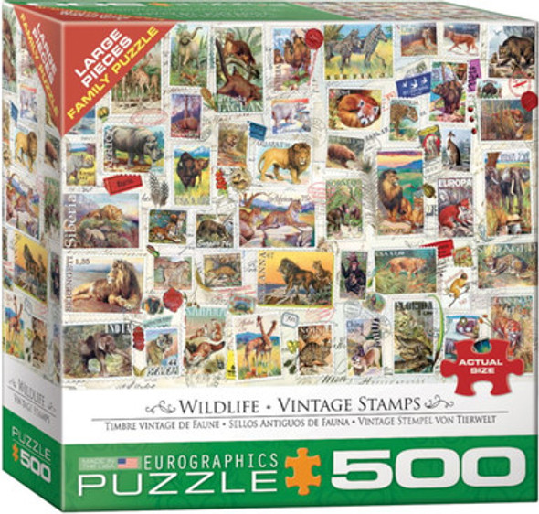 Wildlife Vintage Stamps 500 piece puzzle