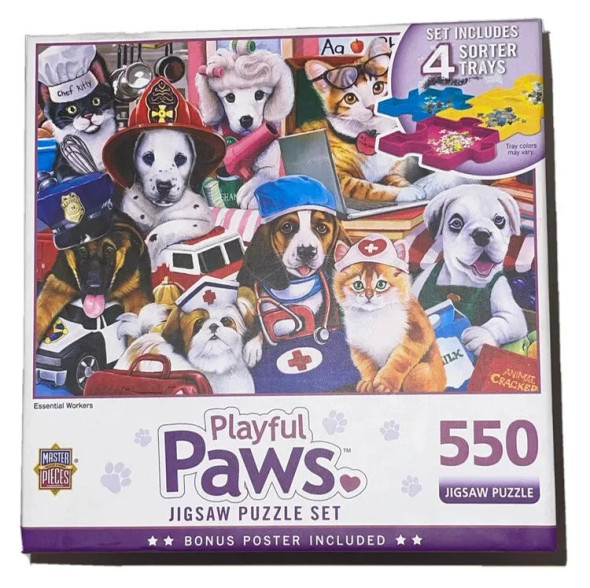 Playful Paws 550 Piece Jigsaw Puzzle w/ 4 Sorter Trays