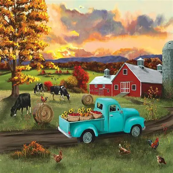 Fall Sunset at the Barn 550 piece puzzle